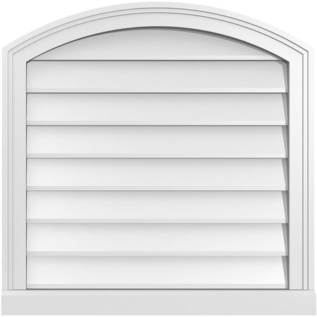 Ekena Millwork Arch Top Surface Mount PVC Gable Vent: Functional, w/ 2"W x 2"P Brickmould Sill Frame, 26"W x 26"H GVPAR26X2603SF